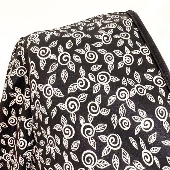 Floral Print Maternity Dress V Neck Black Tan Career Faux Wrap Babydoll Size M - Picture 7 of 8